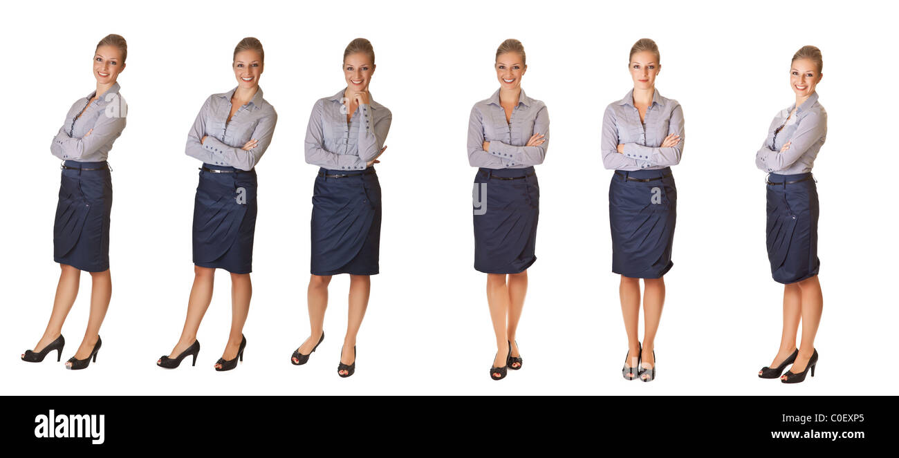 Different poses of a woman in office wearing formal dress isolated on white  Stock Photo - Alamy