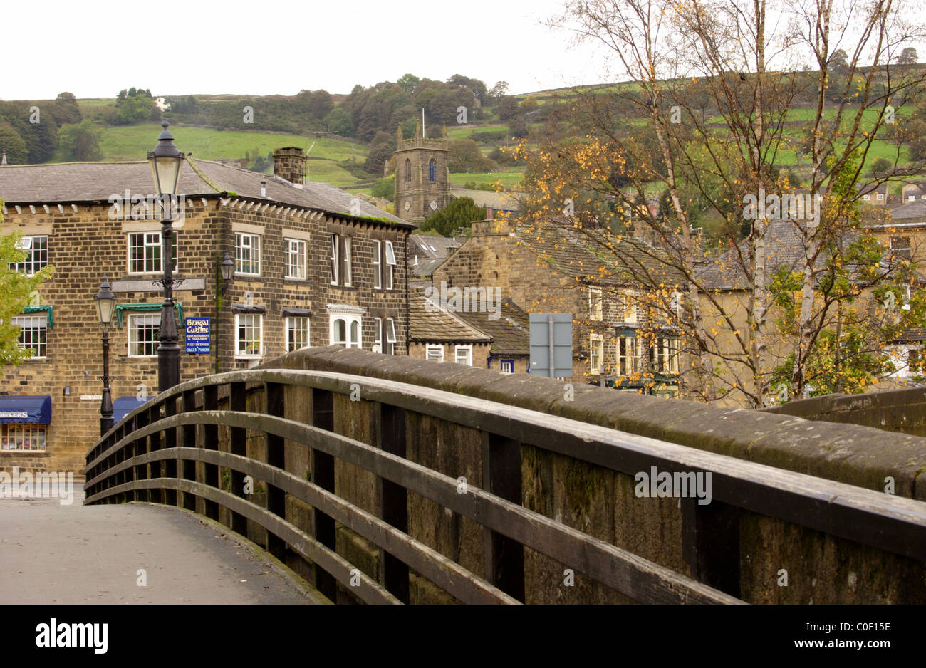 Pateley Bridge town centre, autumn, Nidderdale, North Yorkshire, UK