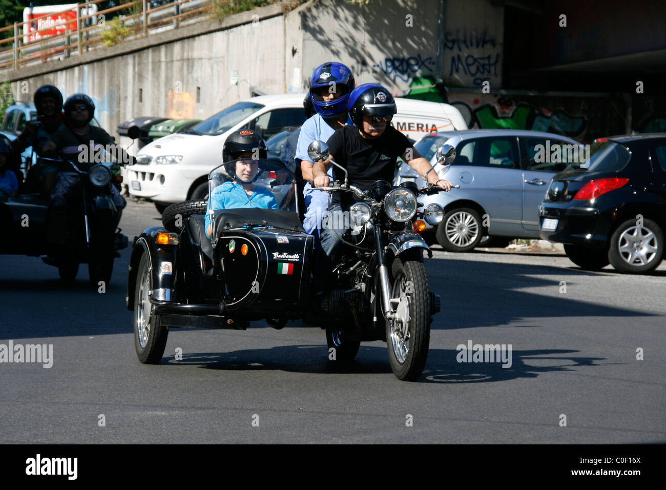 vintage classic motorbike with sidecar in rome italy Stock Photo - Alamy
