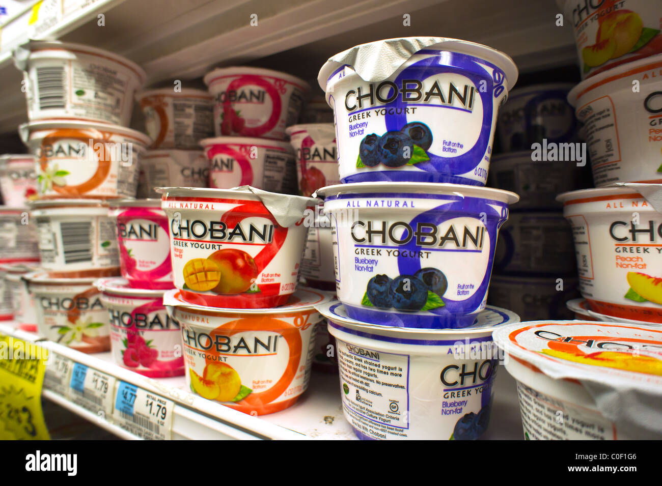 Chobani greekstyle yogurt in a supermarket in New York Stock Photo Alamy