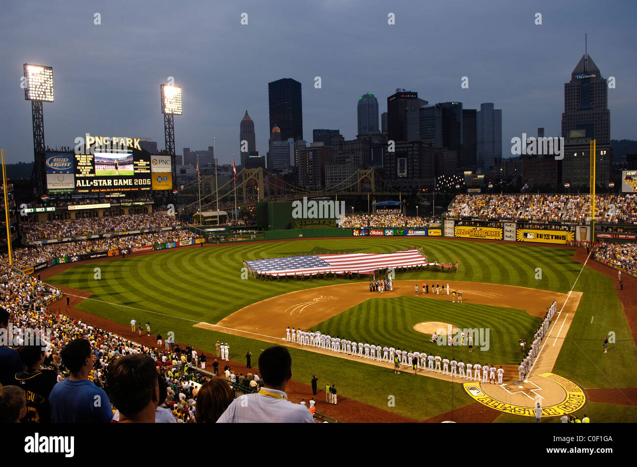 The major league All-star baseball game in Pittsburgh PA, 2006 during the  national anthem Stock Photo - Alamy