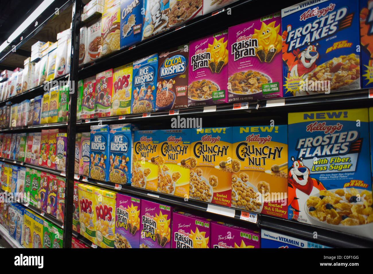 Kellogg's breakfast cereals in a supermarket in New York Stock Photo