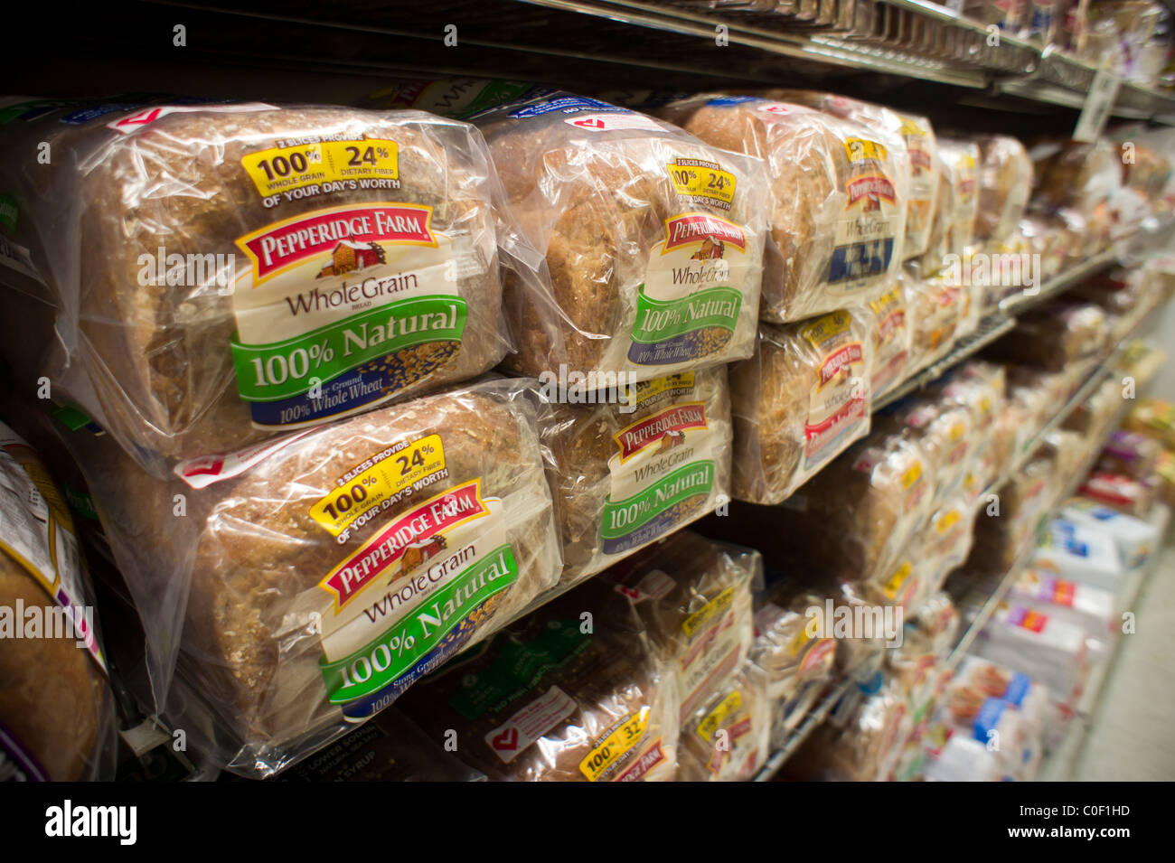 Pepperidge Farm and other bread in a supermarket in New York Stock Photo