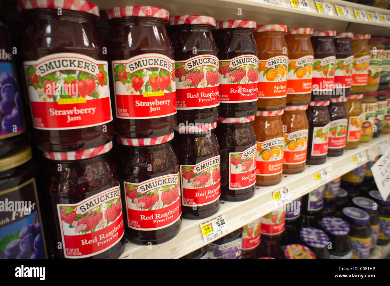 Smucker's and other jams and jellies in a supermarket Stock Photo Alamy