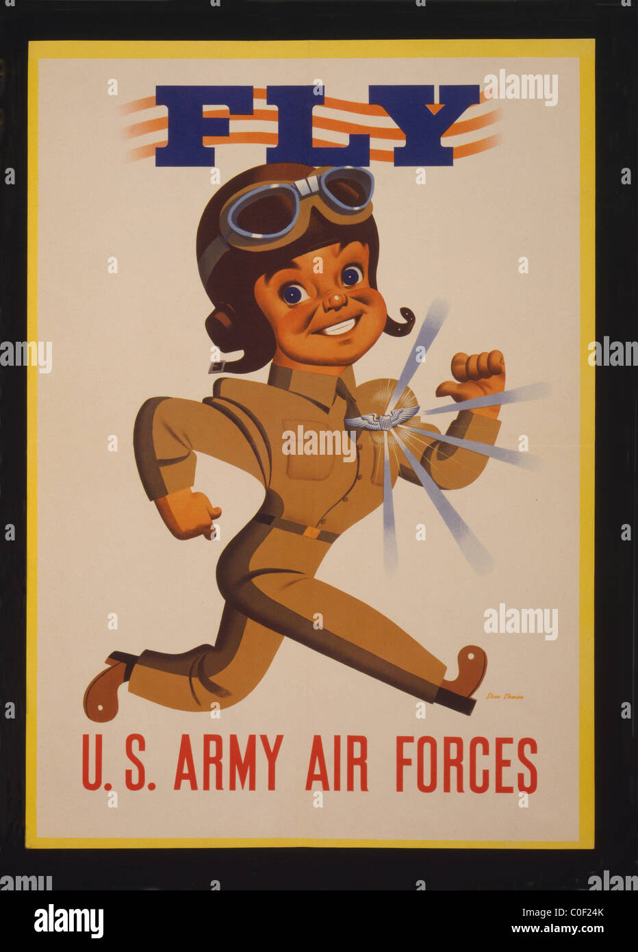 Fly - U.S. Army Air Forces Poster showing a pilot wearing shining wings ...