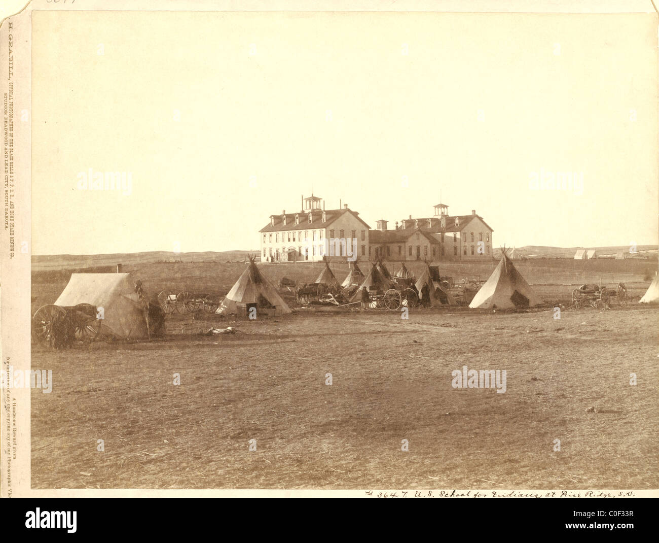 U.S. School for Indians at Pine Ridge, South Dakota with Small Oglala