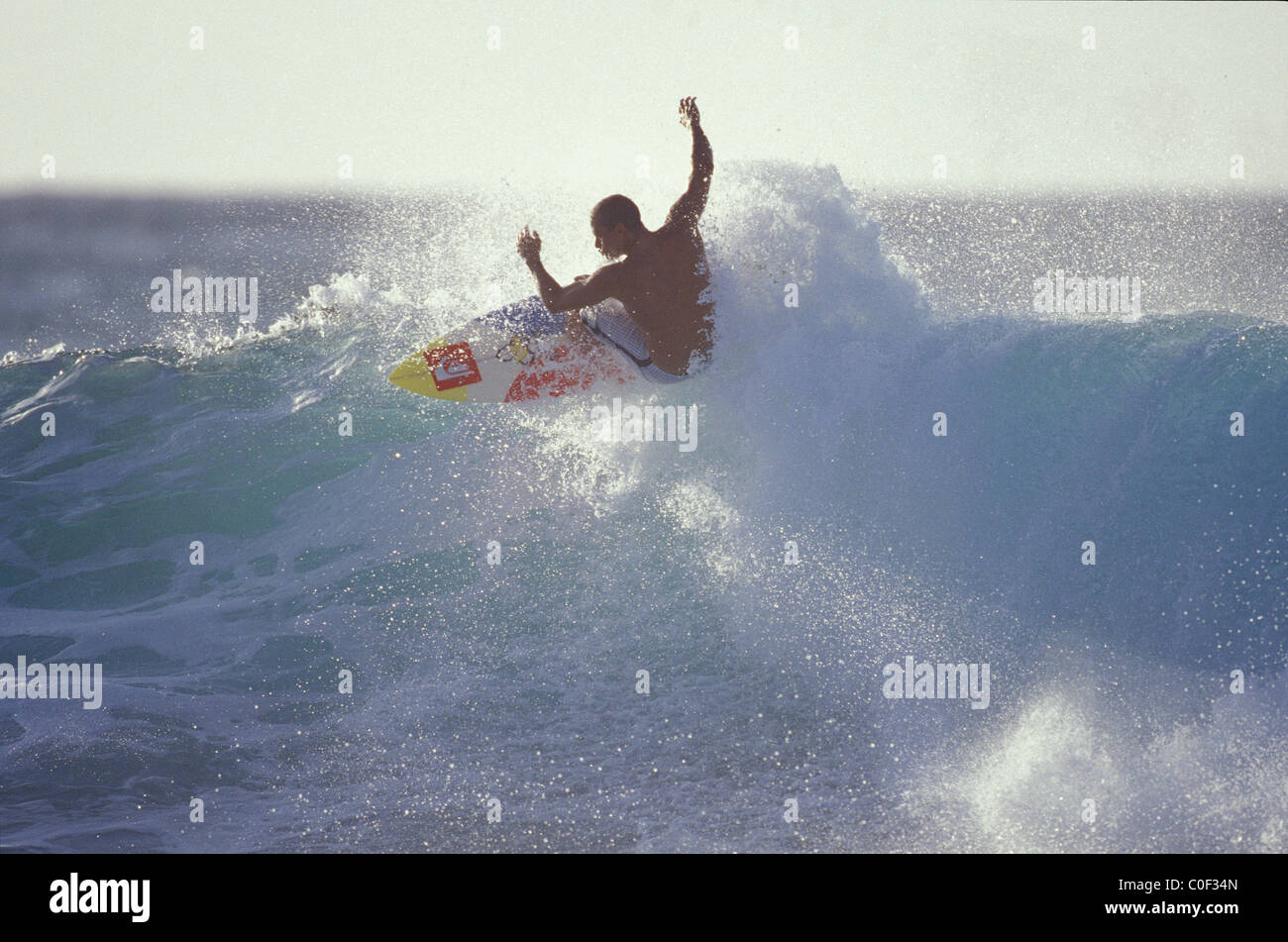 Kelly Slater, surfing, Rocky Point, north shore, Oahu, 2001, 7x, world champion, champ Stock