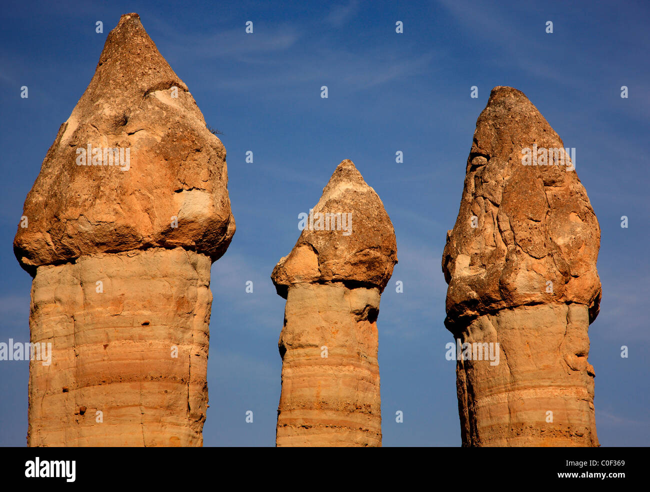 The 'Love Valley' in Cappadocia, famous for its rock formations in phallic shape, Anatolia, Turkey. Stock Photo