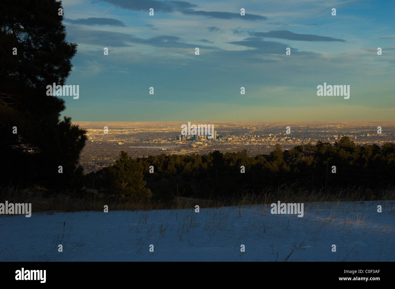 Denver, Colorado from the foothills of the Rockies on a winter afternoon Stock Photo