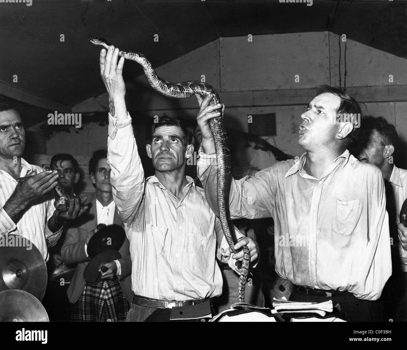 Handling serpents at the Pentecostal Church of God Lejunior, Harlan County, Kentucky. Sept 15, 1946 Stock Photo