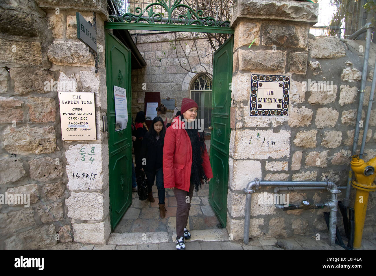The gate to the Garden tomb in east Jerusalem. Stock Photo