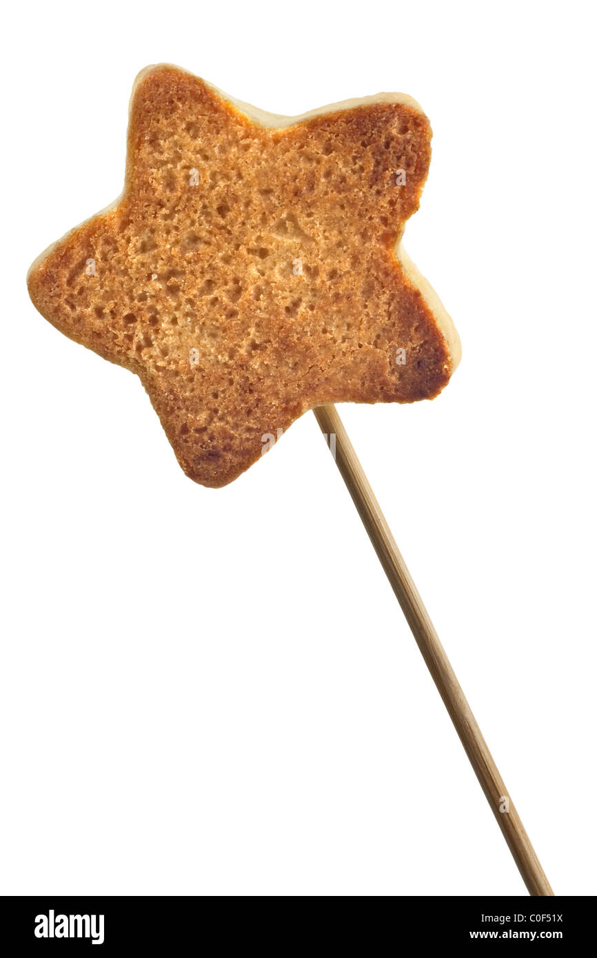 Star shaped cookie on a stick isolated on white background Stock Photo