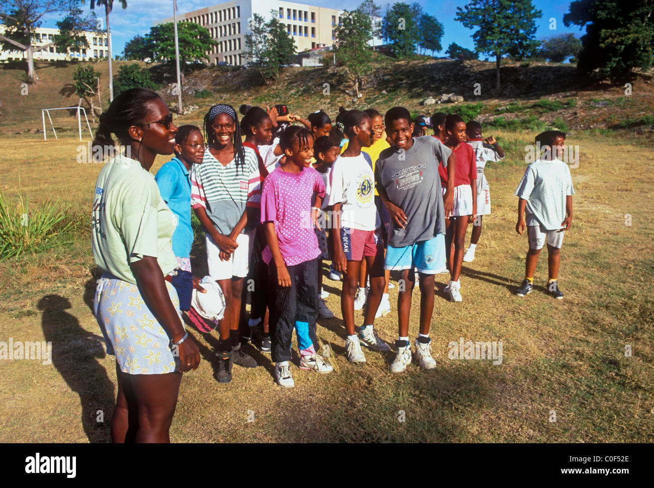 Guadeloupean students, students, physical education class, pe class