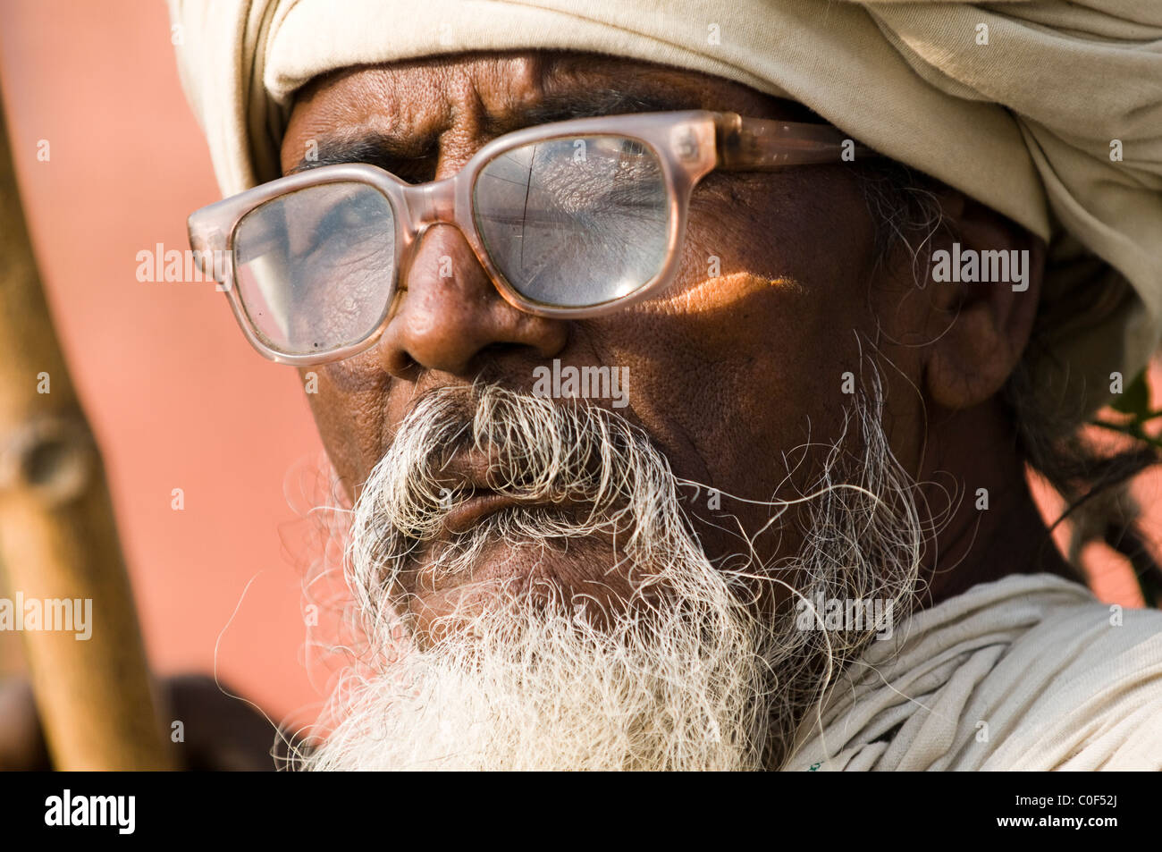 Portrait of an Indain pilgrim taken in the Sonepur mela in Bihar. Stock Photo