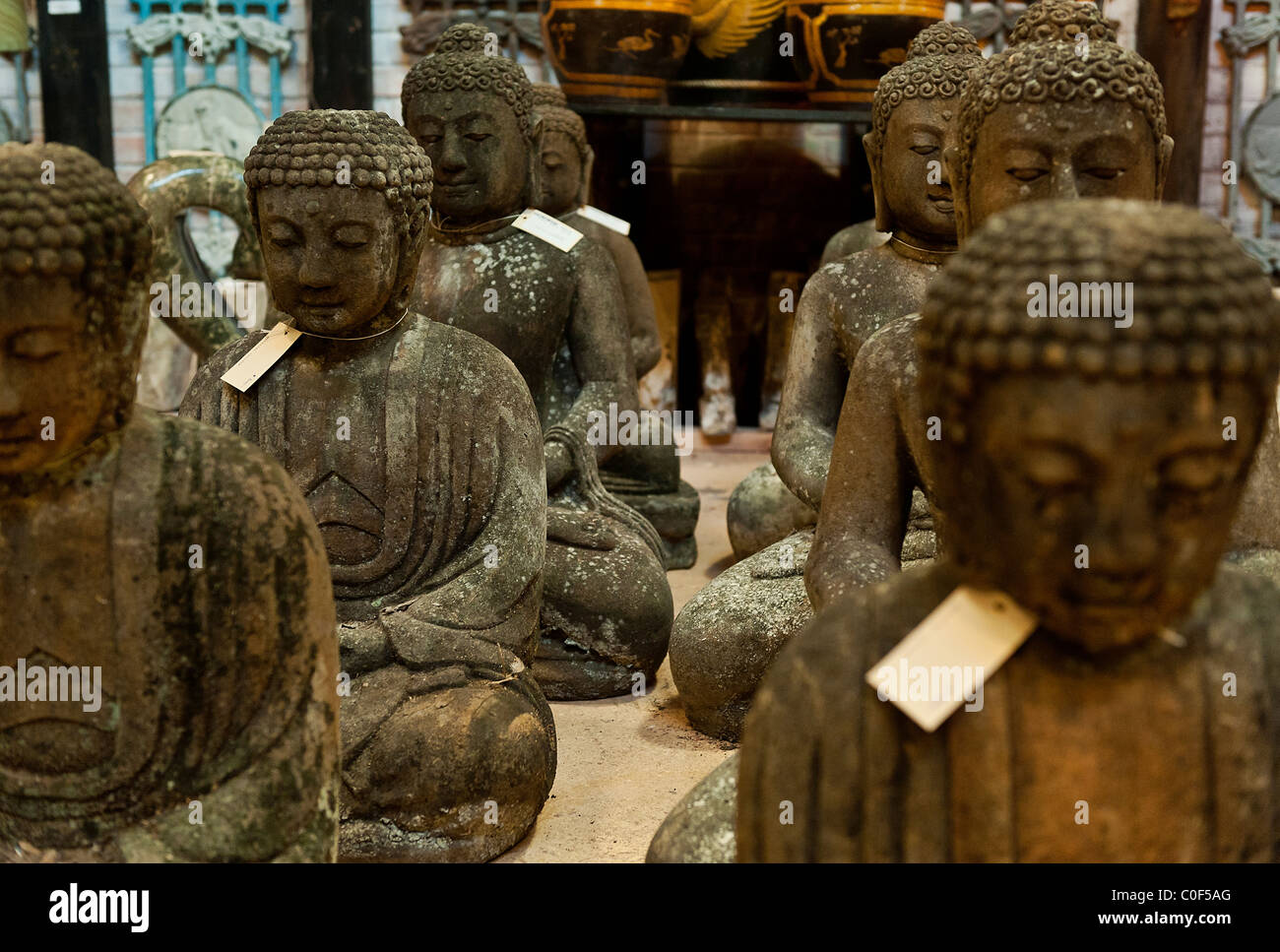 Buddha statues in an asian import store. Stock Photo