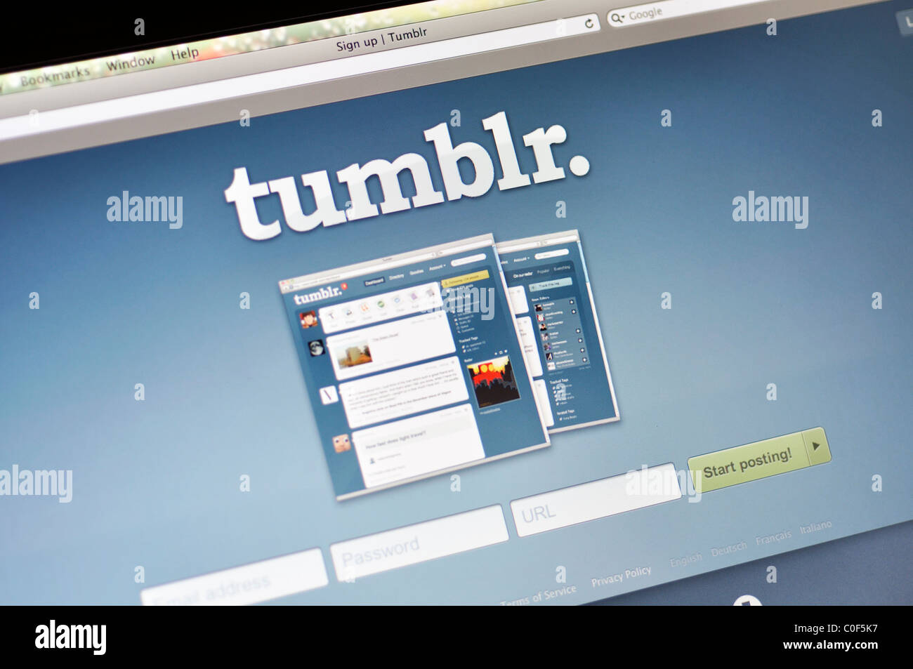 Photo of Tumblr webpage on a monitor screen, Tumblr is is a microblogging  platform and social networking website Stock Photo - Alamy