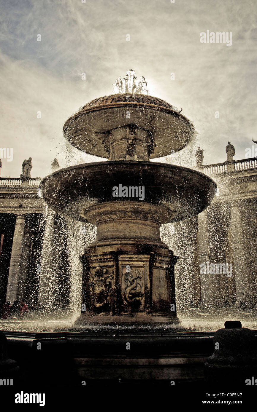 The Bernini fountain of St. Peter's Square in Rome, Italy Stock Photo