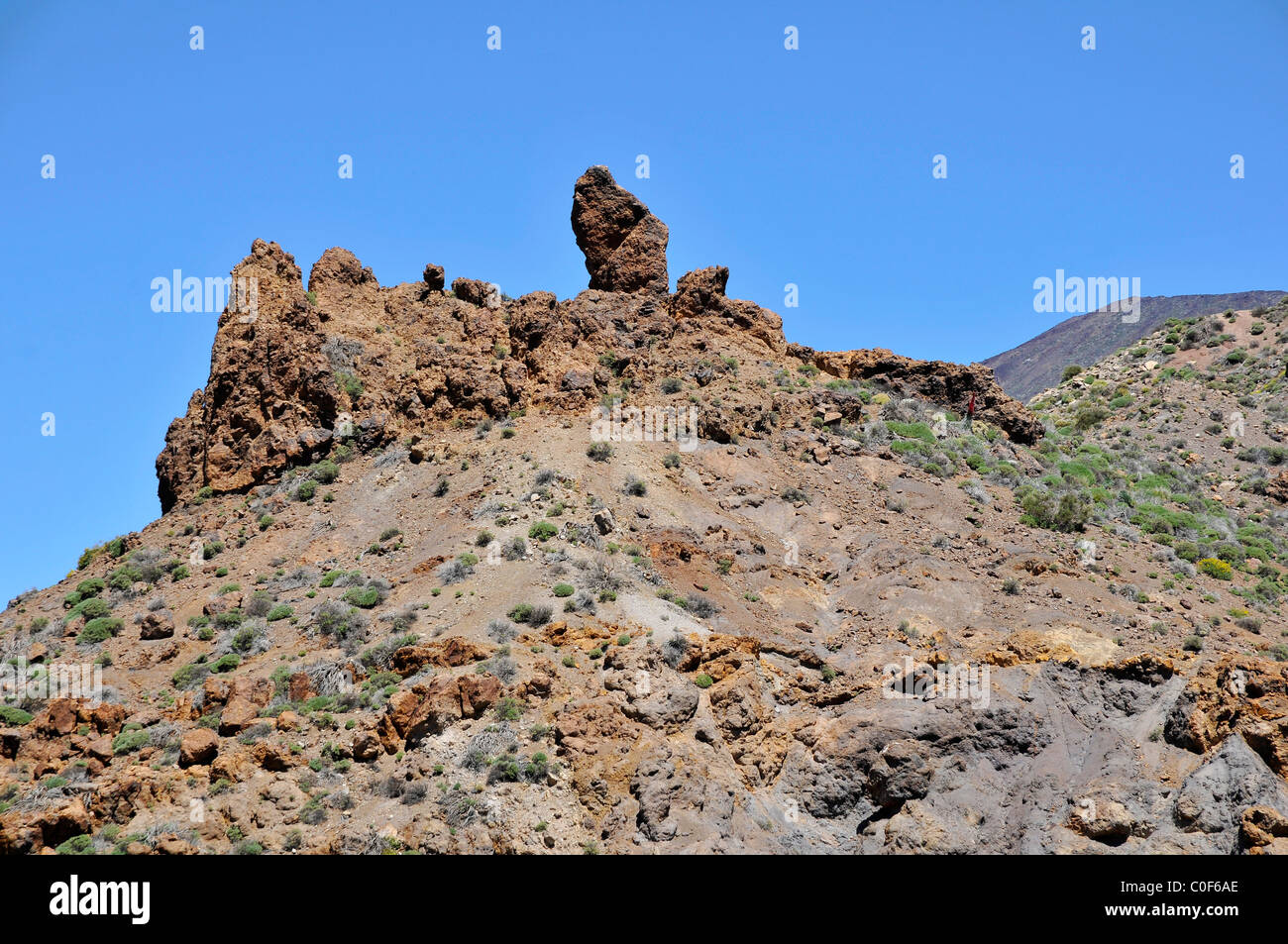Rocky mount volcanic at spanish Tenerife in the Canary Islands Stock Photo