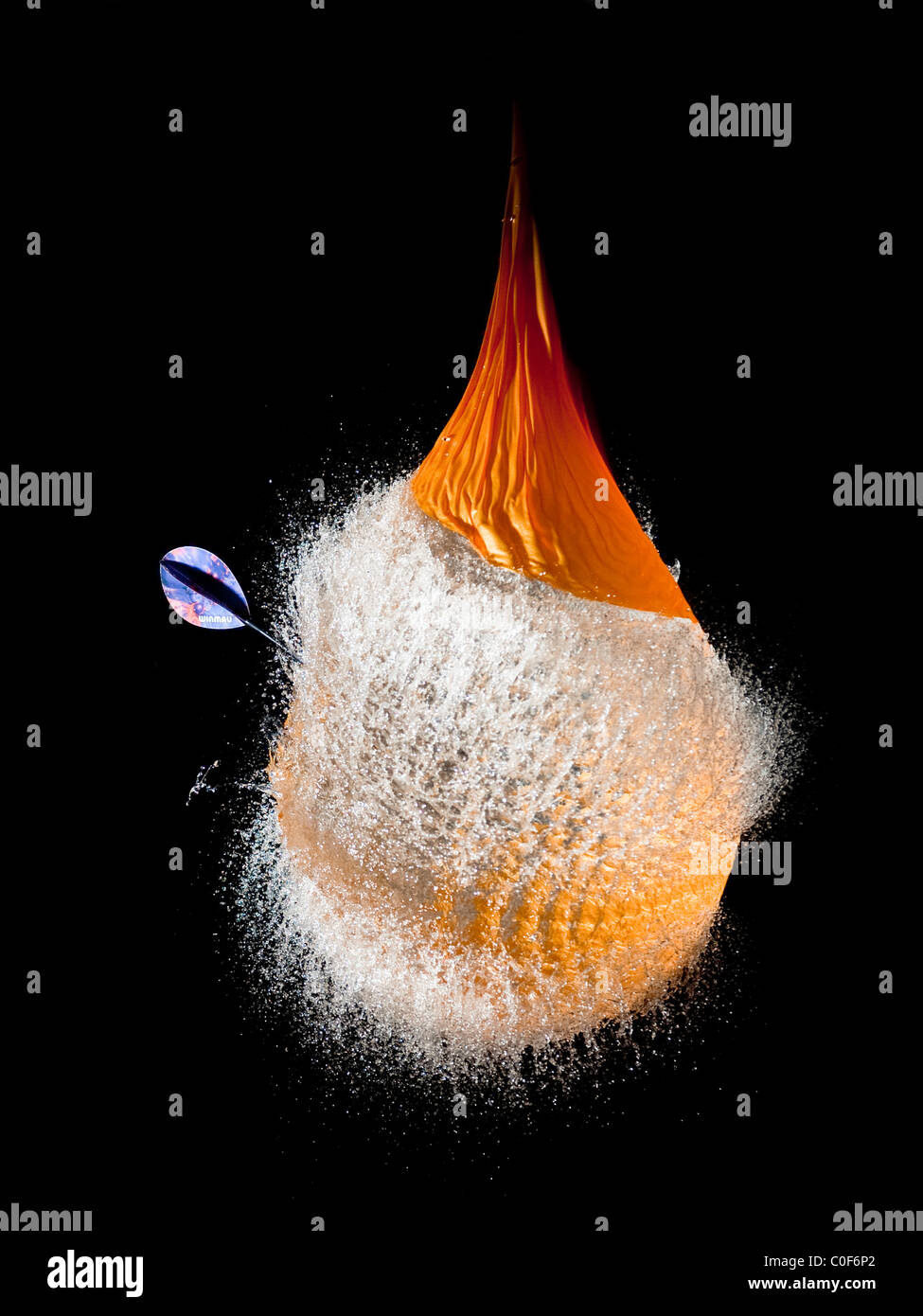 One image of a sequence showing high speed flash photography using a