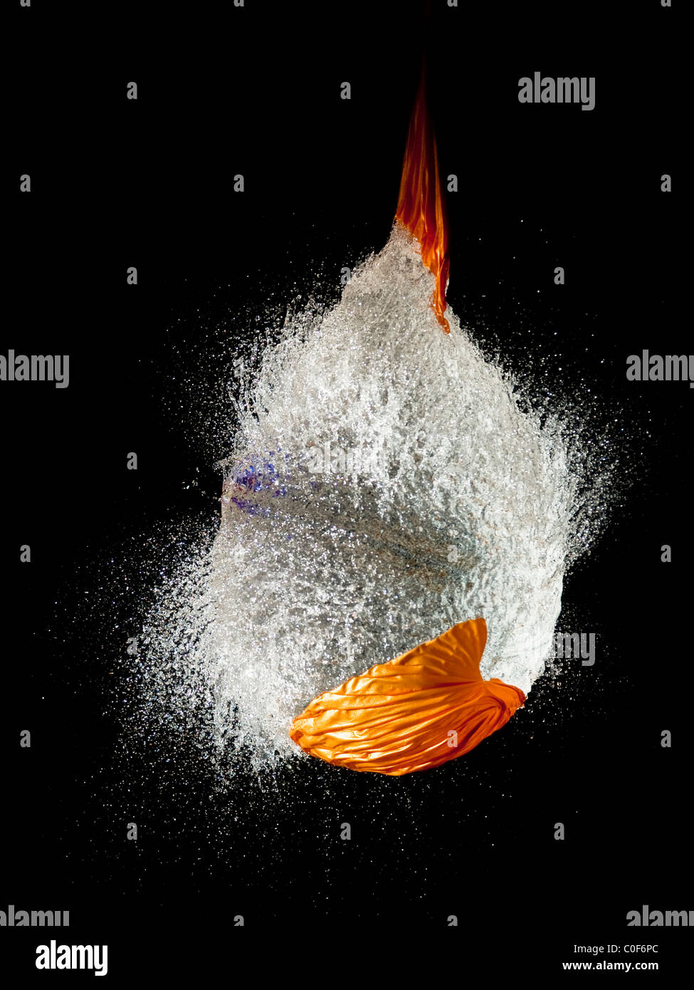 One image of a sequence showing high speed flash photography using a