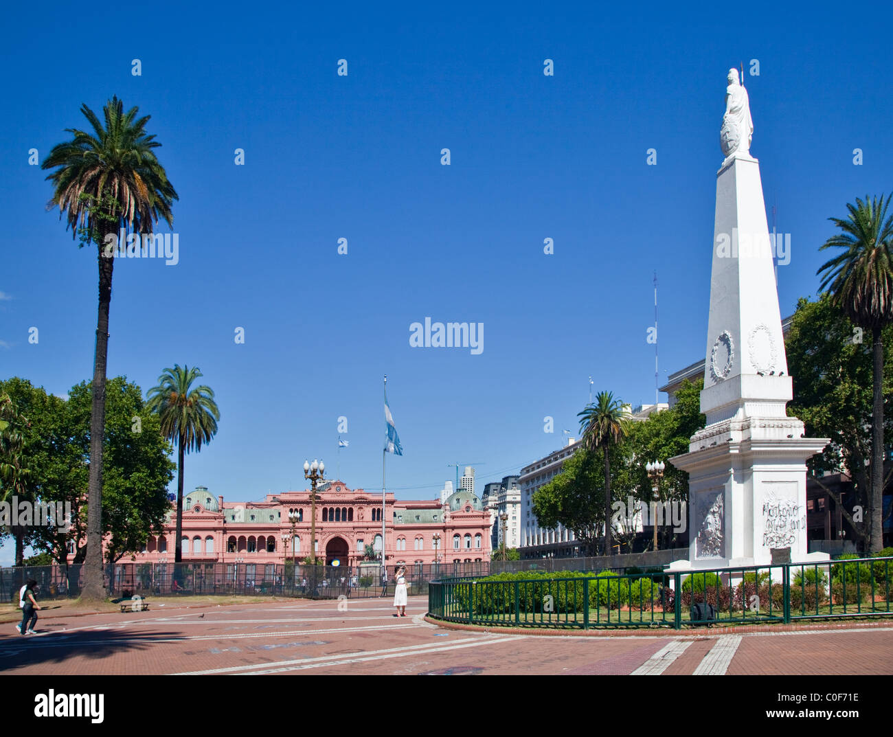 Casa Rosada and Pyramind, Plaza de Mayo, Buenos Aires, Argentina Stock Photo