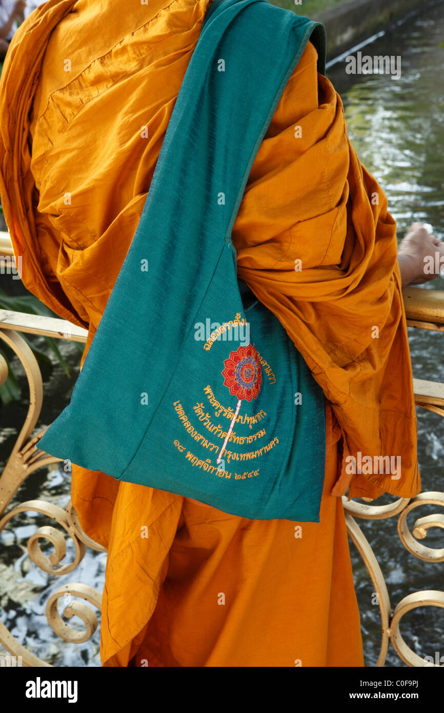 Detail Buddhist monks robes + bag, Bangkok, Thailand Stock Photo