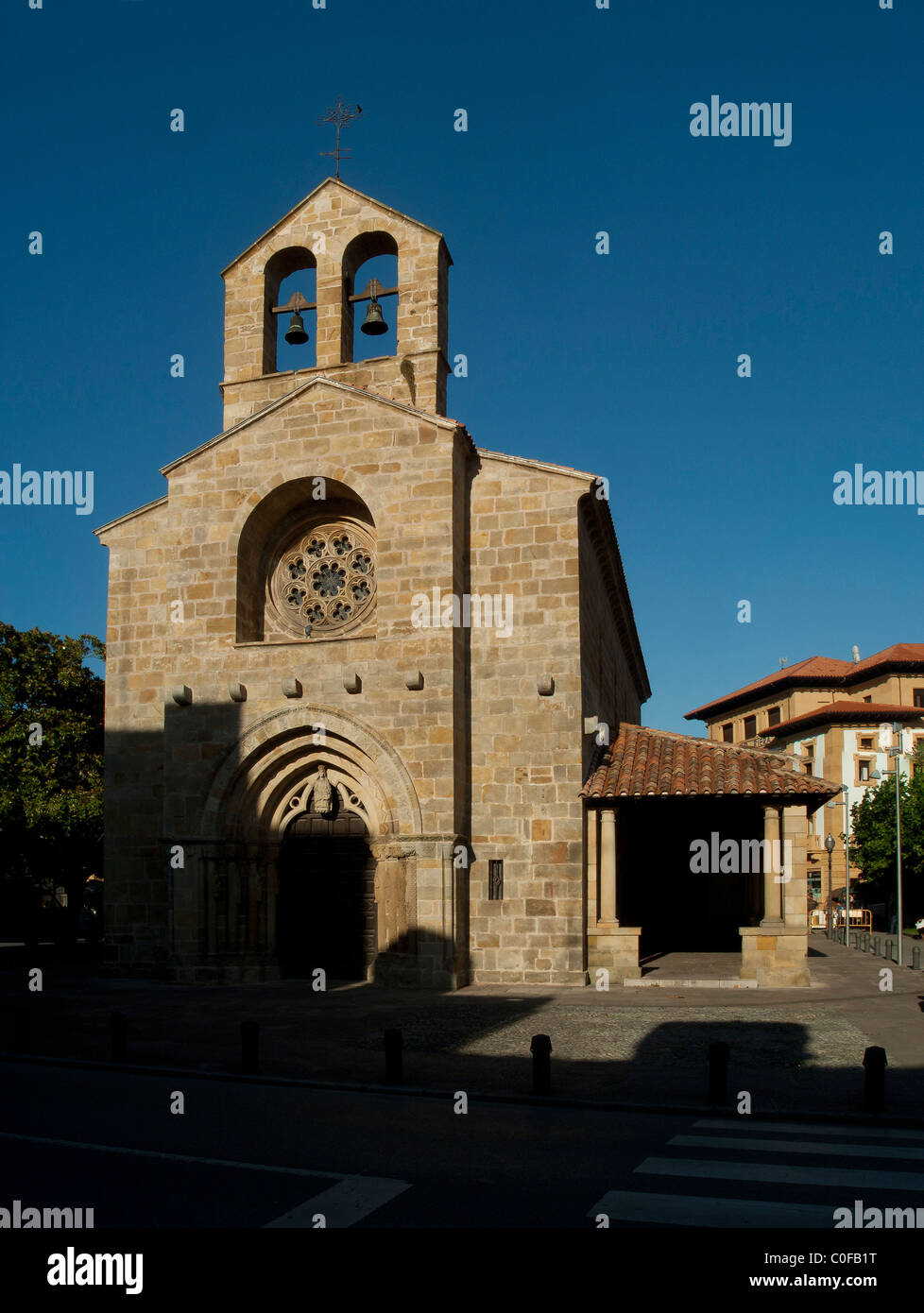 Church  of Santa María de la Oliva  in the Asturia's village of Villaviciosa Stock Photo