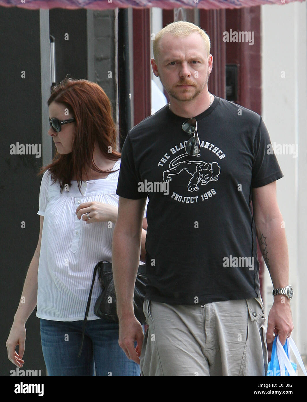 Simon Pegg and his wife Maureen McCann do a spot of shopping in ...