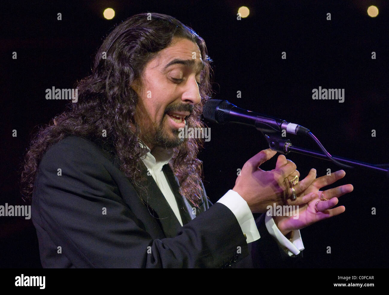 Diego el Cigala, legendary flamenco singer, singing in Seville Stock