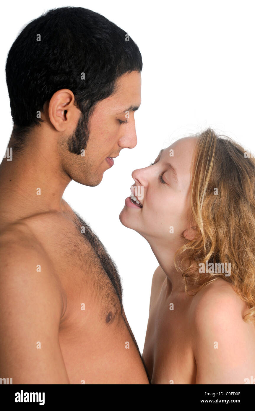Young intimate couple studio shot Stock Photo