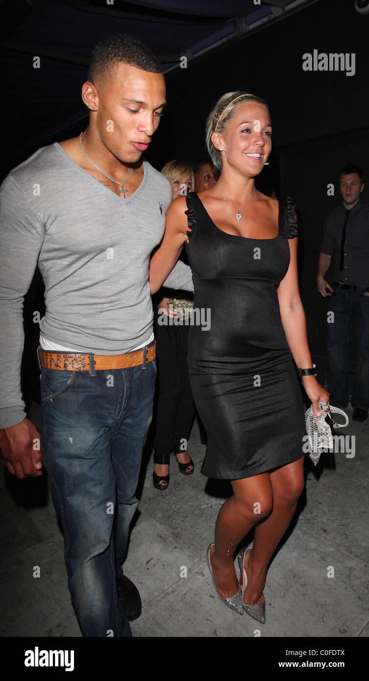 Danielle Lloyd and her boyfriend leaving Faces nightclub Essex, England