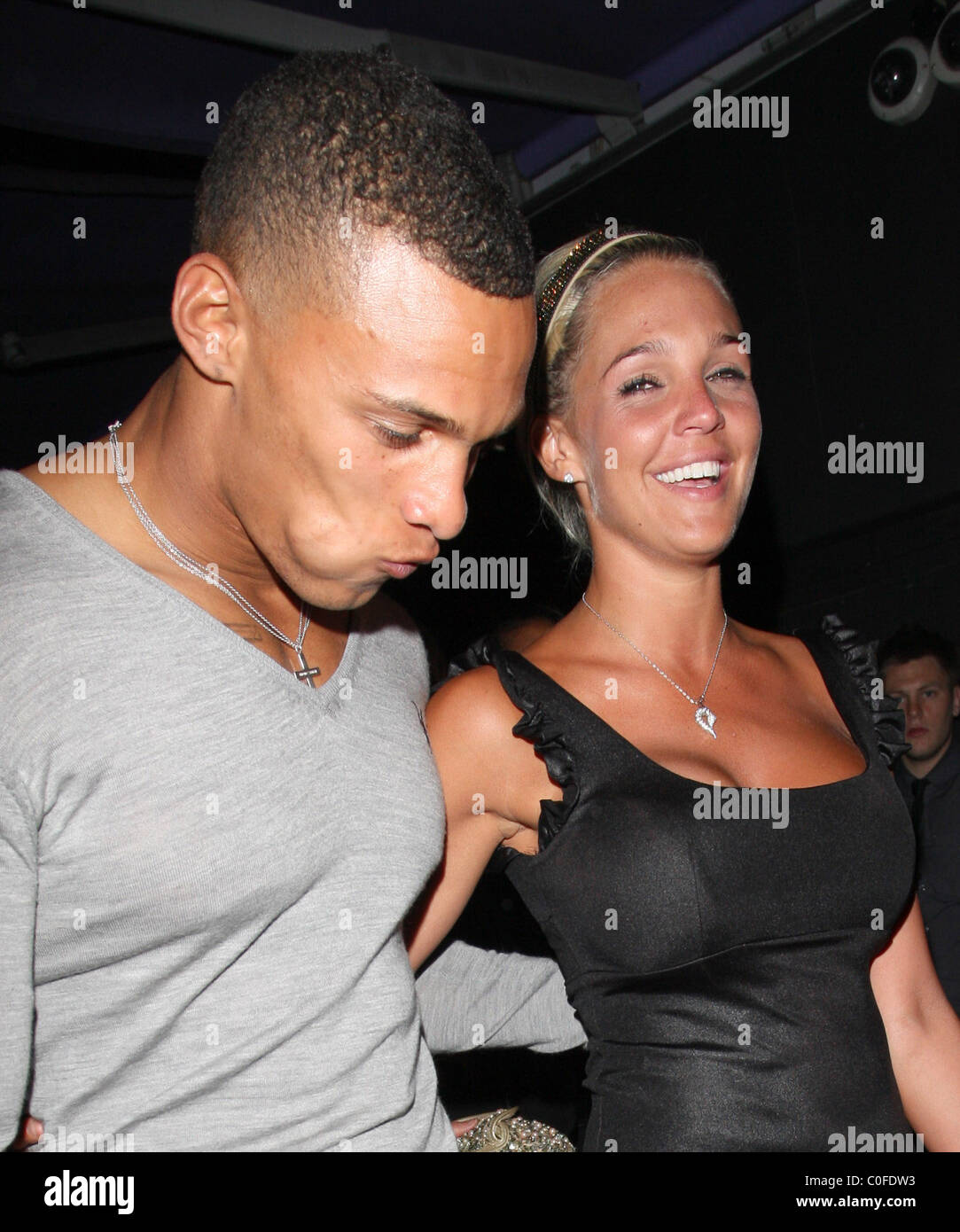 Danielle Lloyd and her boyfriend leaving Faces nightclub Essex, England