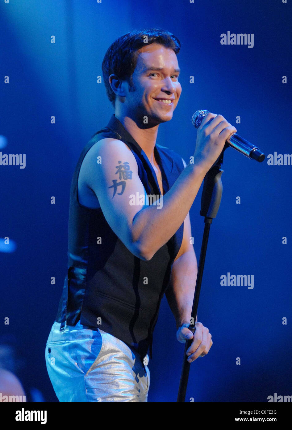 Stephen Gately Boyzone perform during the opening night of their comeback tour at the Odyssey arena Belfast, Ireland - 25.05.08 Stock Photo