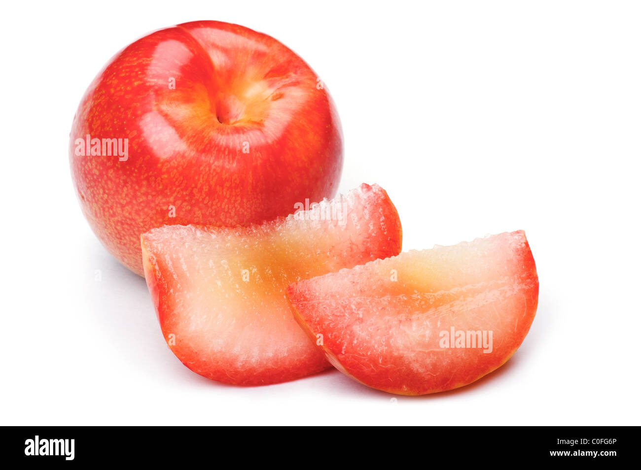 object on white - food red plum Stock Photo