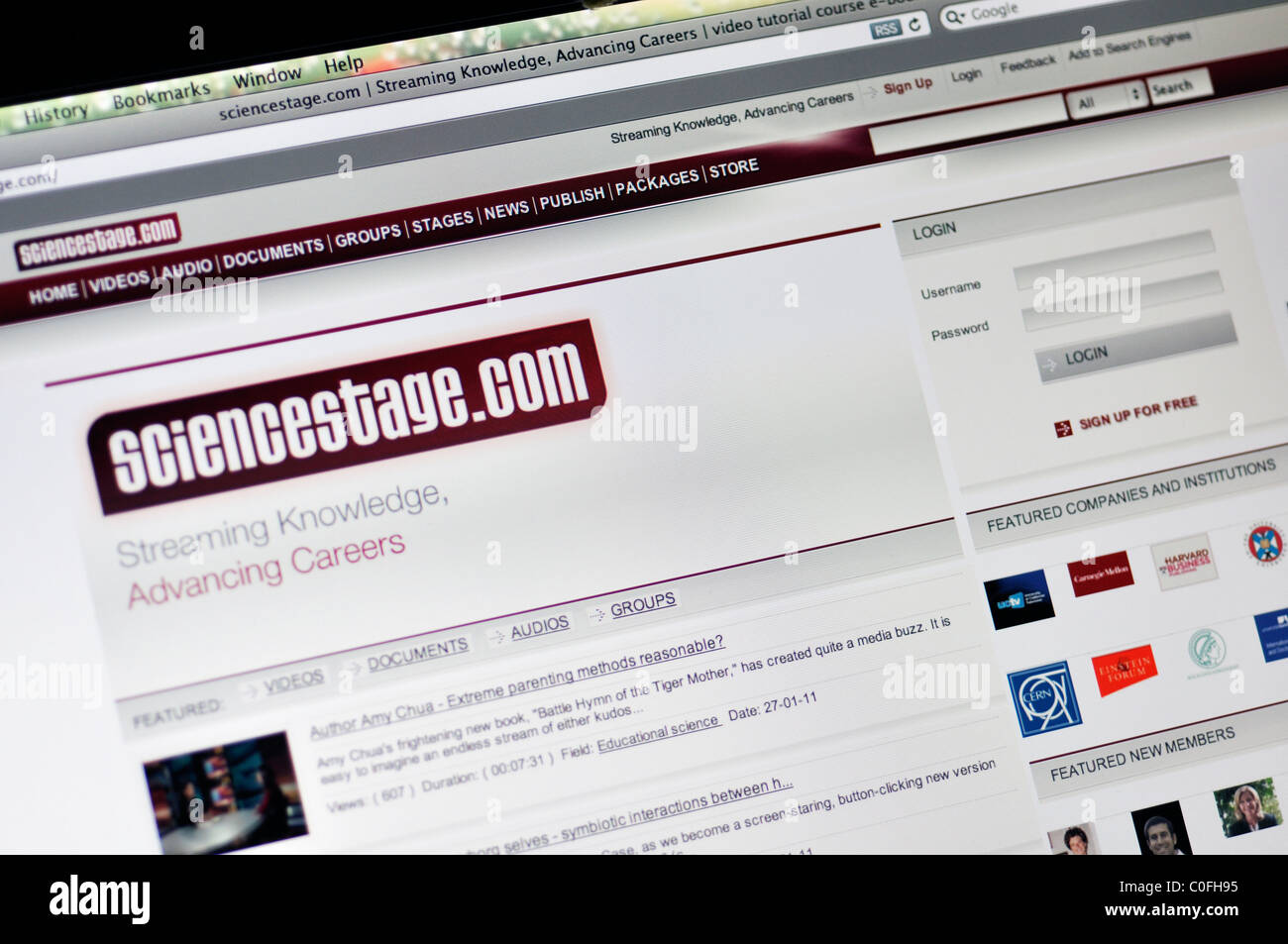 ScienceStage - an online portal for science, advanced teaching and academic research Stock Photo