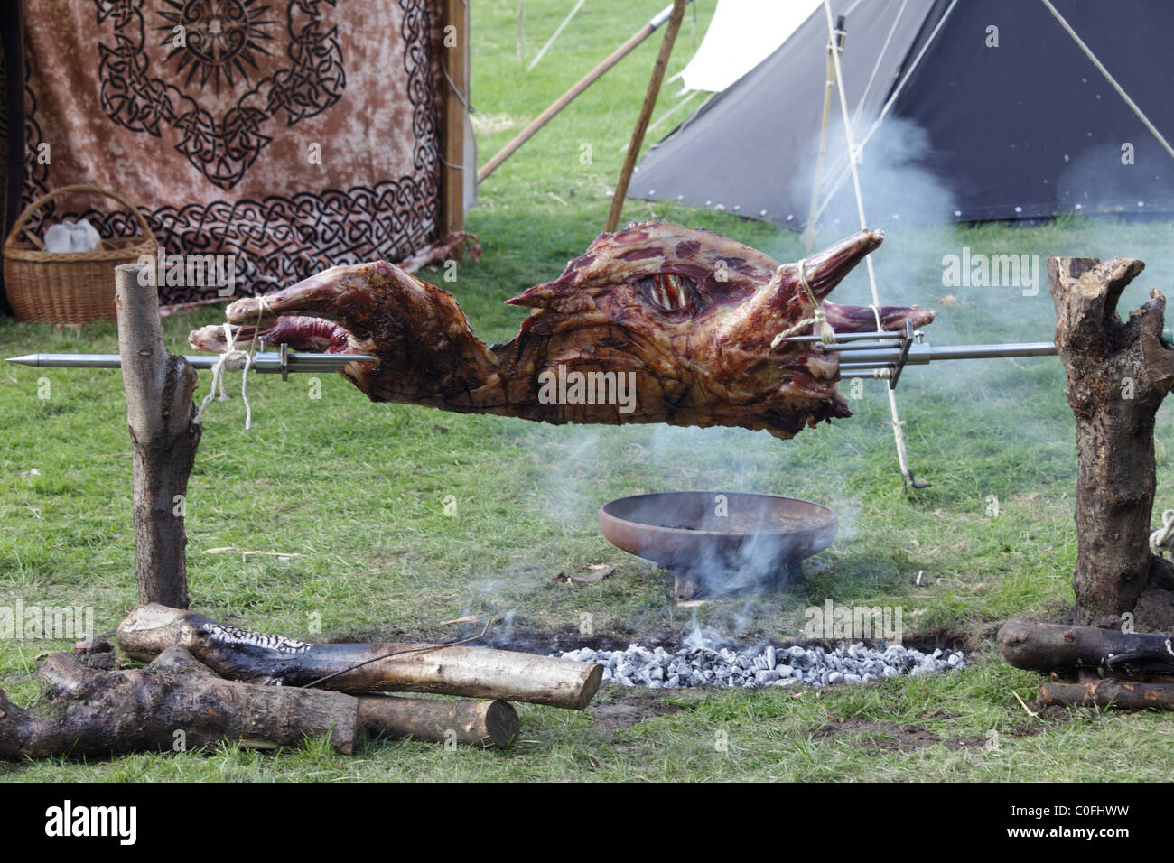Lagerleben bei einem Mittelalterfest Stock Photo