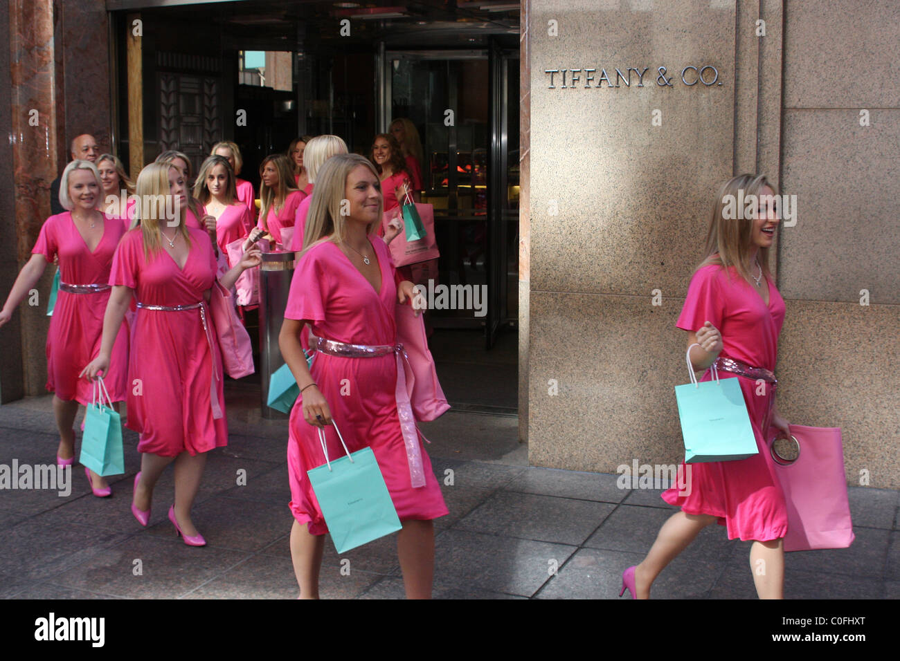 Legally Blonde models promote MTV's 'Legally Blonde The Musical: The Search for Elle Woods' at Tiffany & Co - Day 2 New York Stock Photo