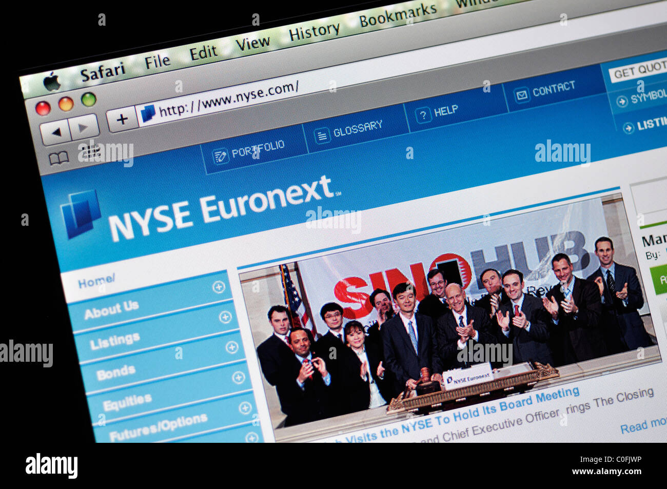 NYSE website Stock Photo