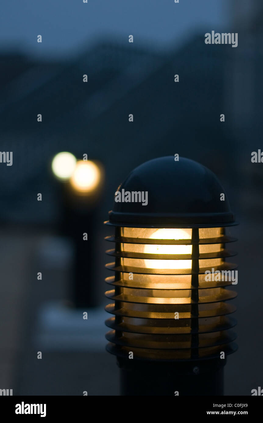 Communal lighting outside a block of flats. Stock Photo