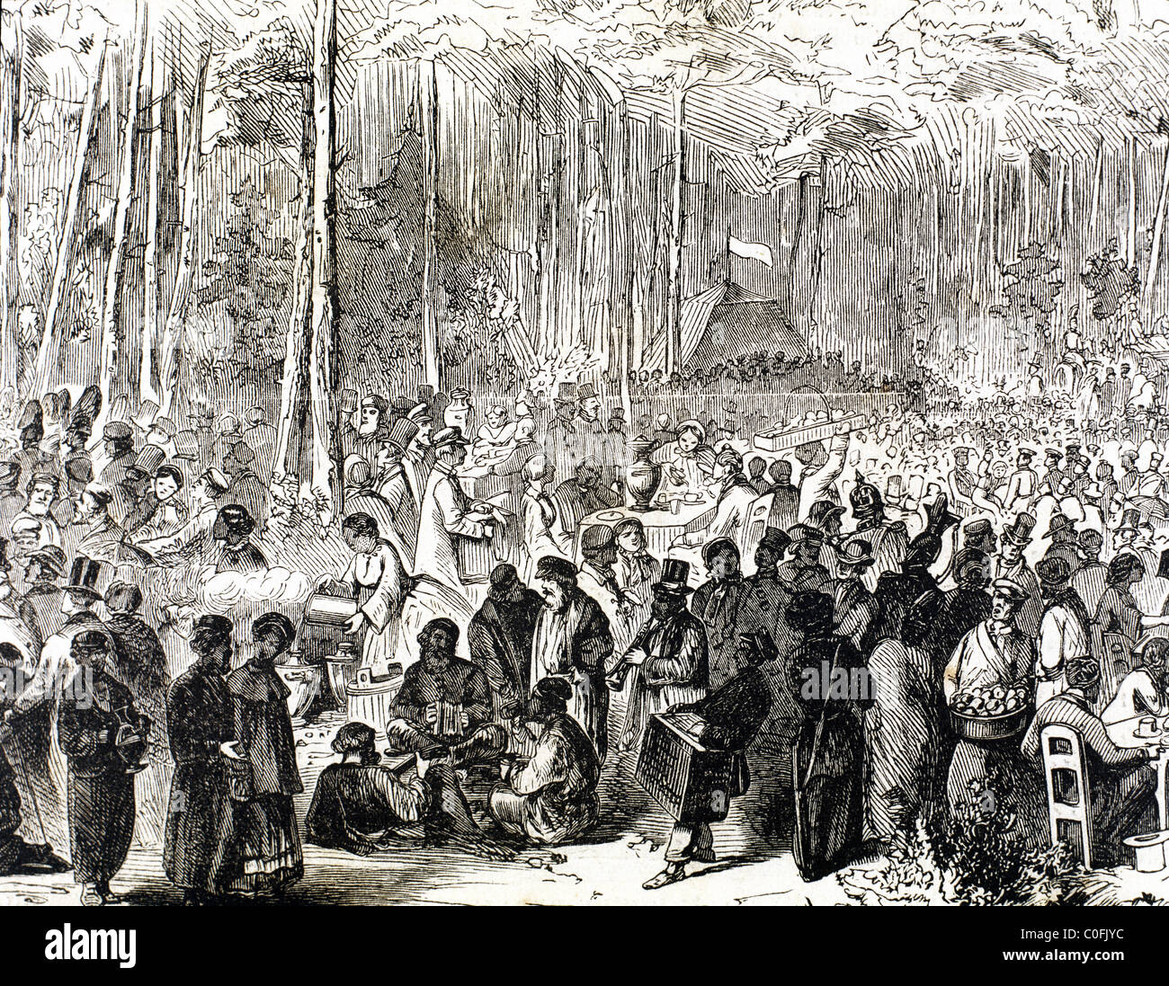 Russia. 19th century. May Day Festival in Sakolnki forest near Moscow. Engraving in 'L'Univers Illustré' (1869). Stock Photo