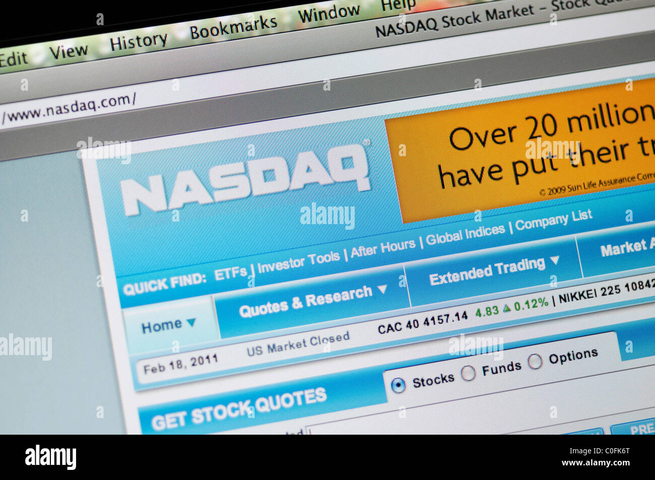 NASDAQ website Stock Photo