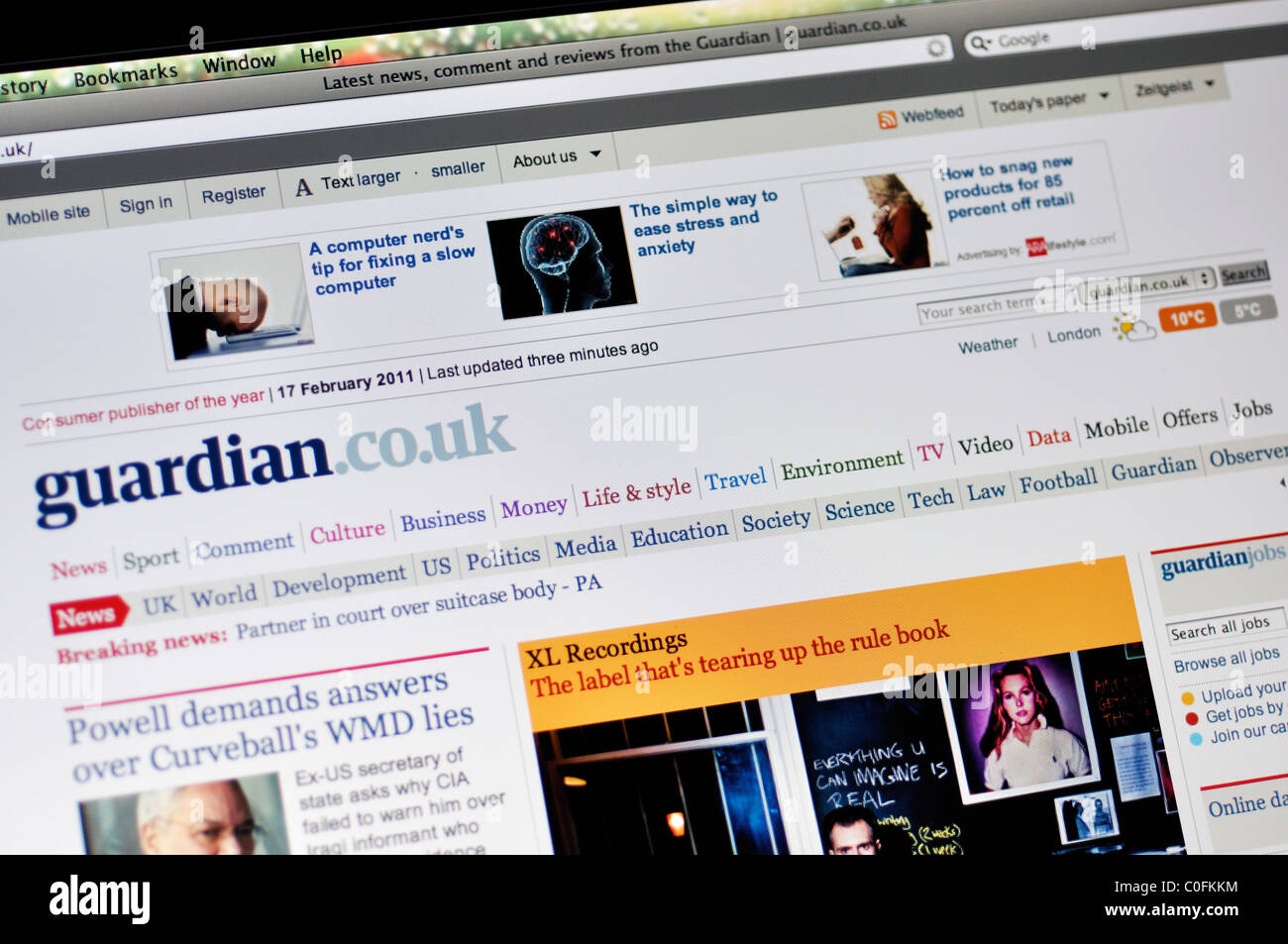 The Guardian website Stock Photo