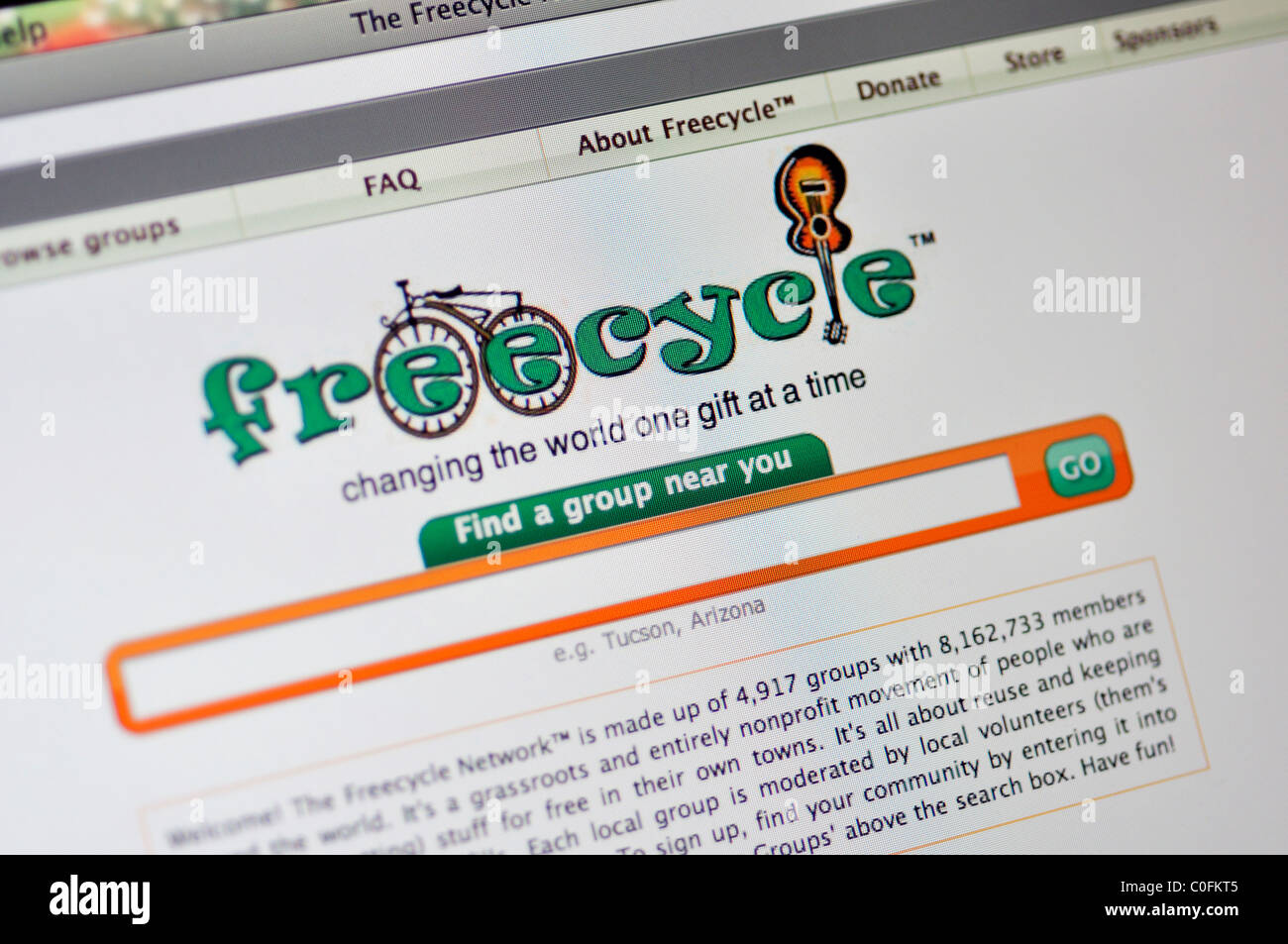 The Freecycle environment network website Stock Photo