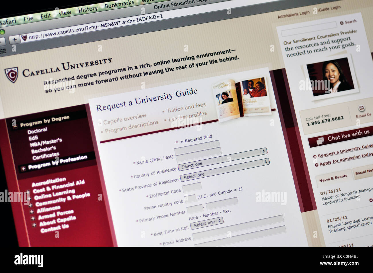 Capella University website Stock Photo