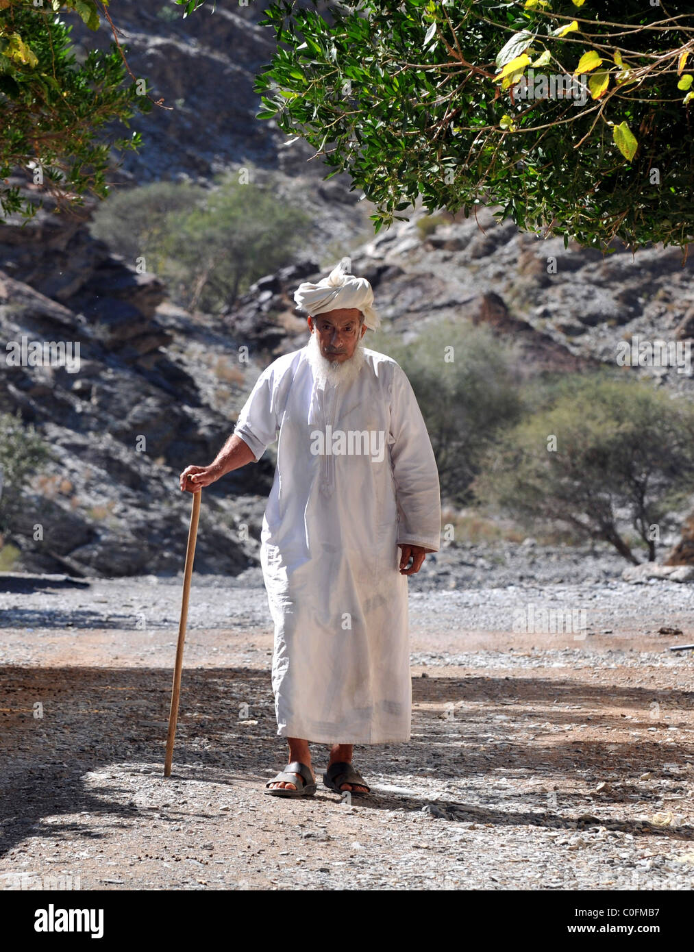 Elderly Omani man in rural village. The Sultanate of Oman. Stock Photo