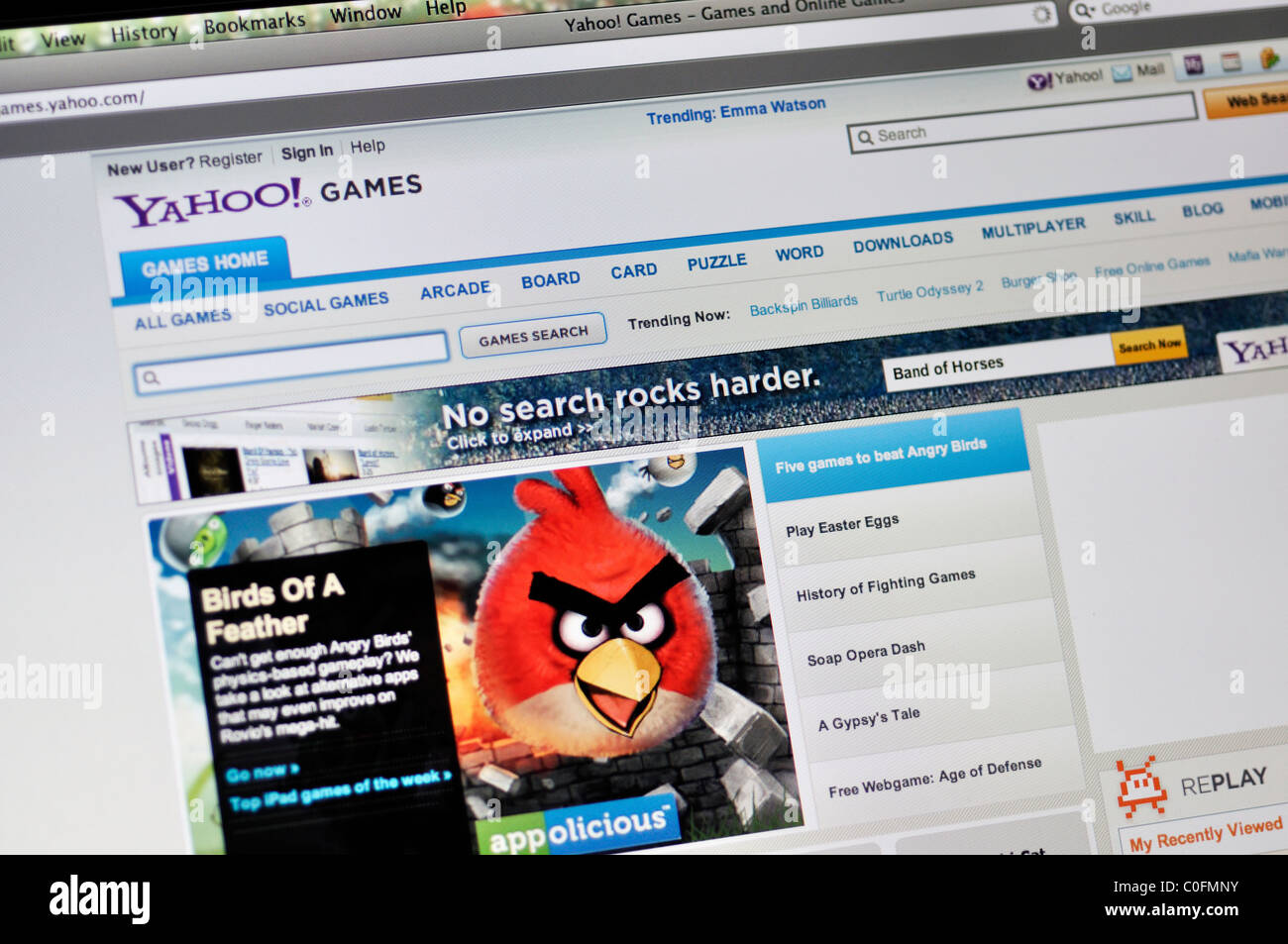 Yahoo Games Website Stock Photo Alamy