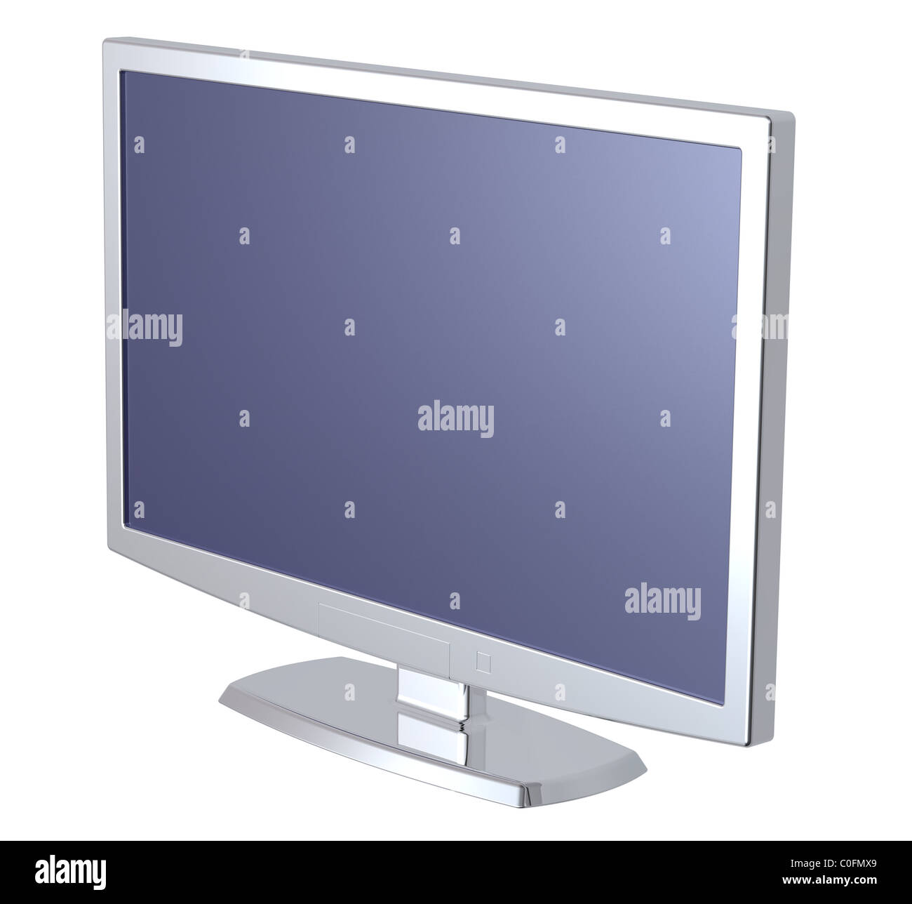 Silver Lcd tv monitor on white background Stock Photo - Alamy