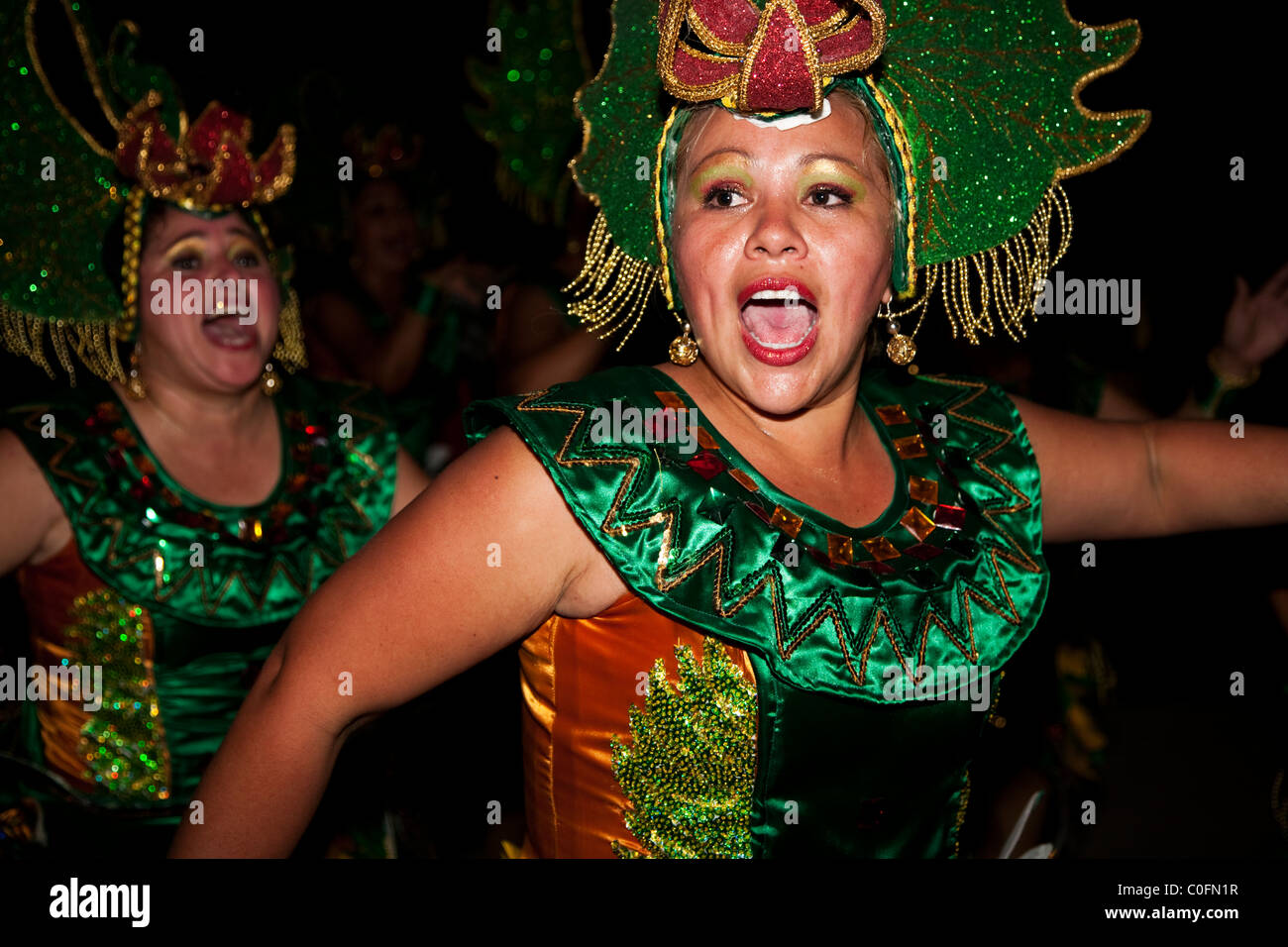 Mexicans dressed up during Holbox  carnival, Yucatan, Mexico Stock Photo