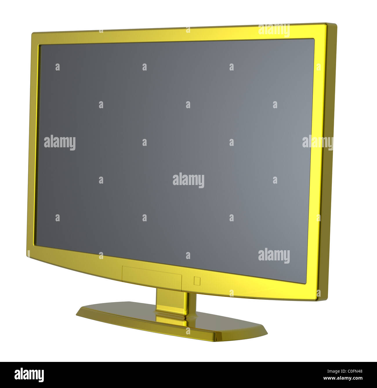 Gold Lcd tv monitor on white background Stock Photo - Alamy