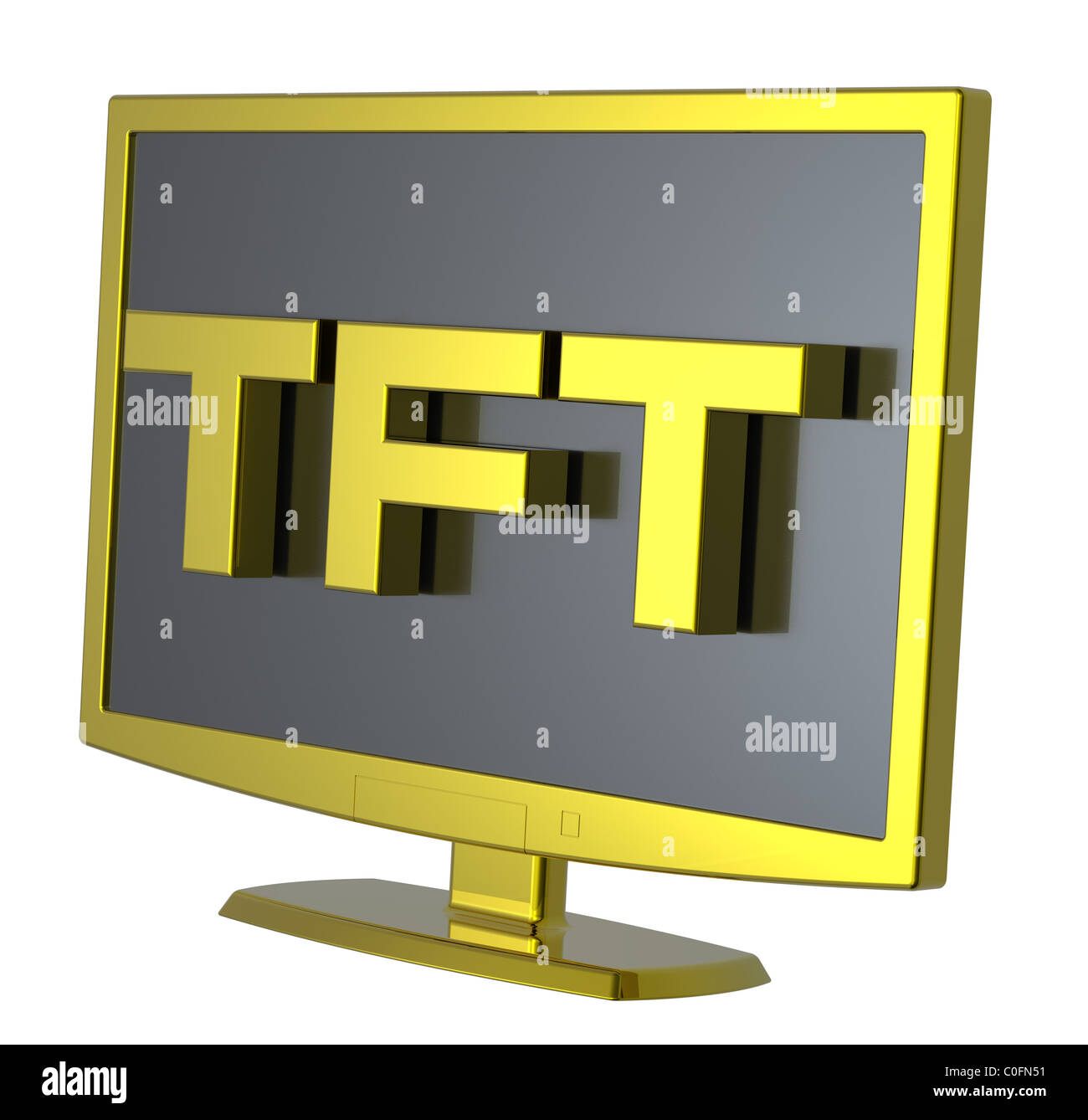Gold Lcd tv monitor on white background Stock Photo Alamy